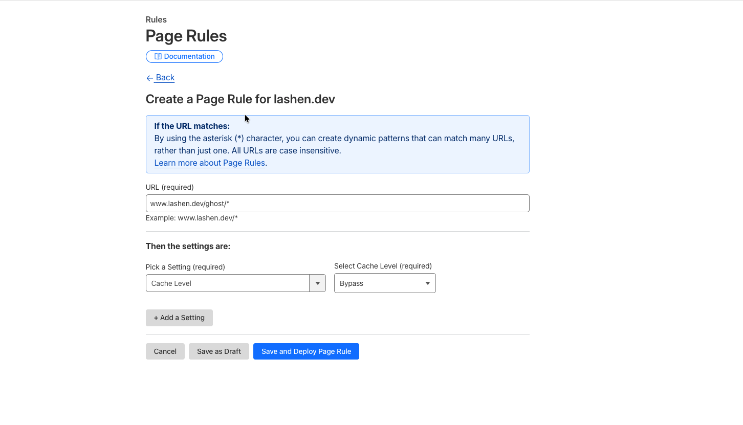 Create a page rule to bypass cache on admin panel